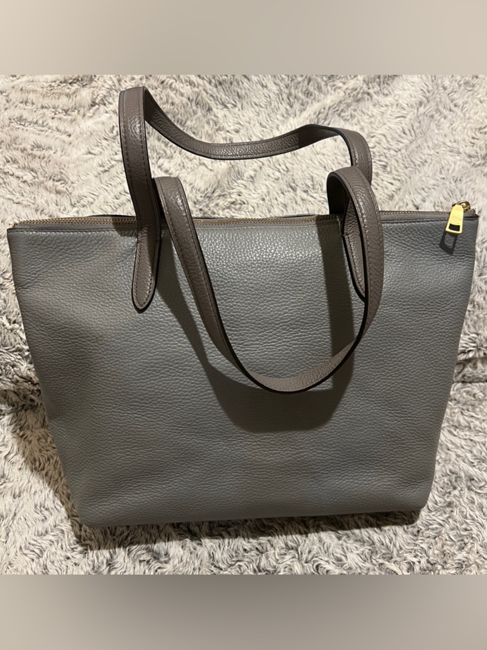 Coach Gray Tote with Tan Accent and Gold Hardware - Picture 3 of 12